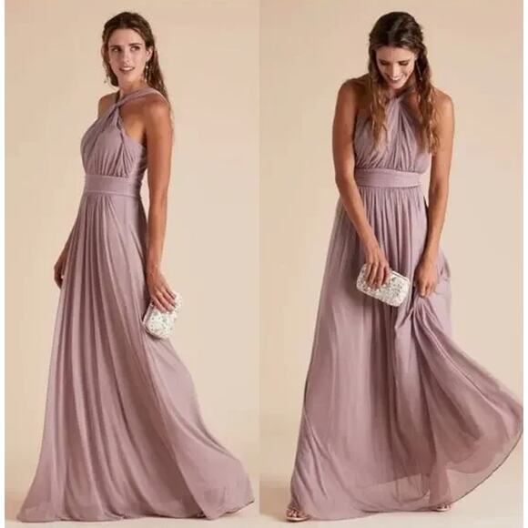 Birdy Grey Kiko Maxi Dress Halter Ruched Long Formal Bridesmaid Gown Curve Mauve - Picture 2 of 14